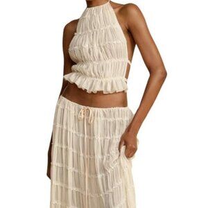 NWT Anthropologie Mable Two-Piece Butter Yellow Maxi Skirt Set Large Boho